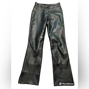 Elements By Vakko Leather Bootcut Black High Waist Pants Size 10